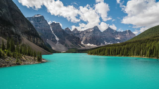Banff National Park, Alberta, Canada, Time Lapse View of Moraine Lake During Summer