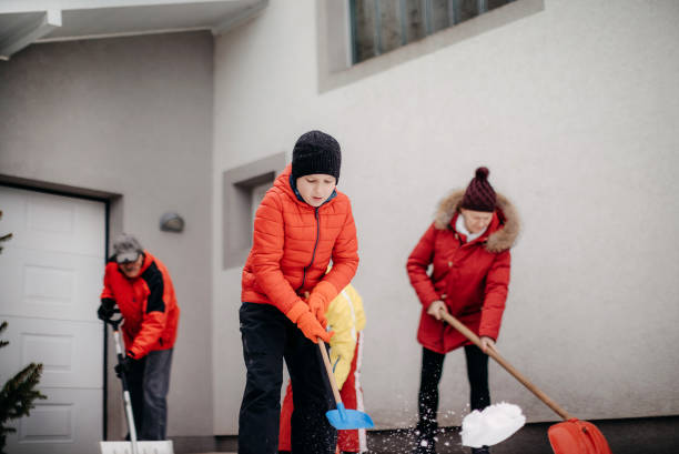 istock Family cleaning snow 1369413521