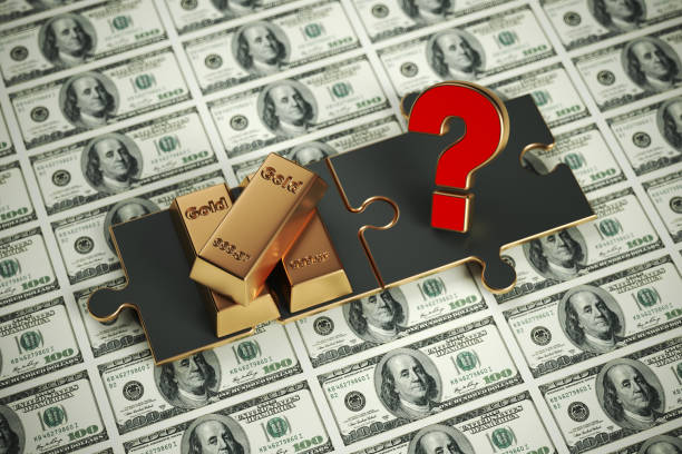 istock Red-colored question mark symbol gold ingot and puzzle pieces. 1369414315