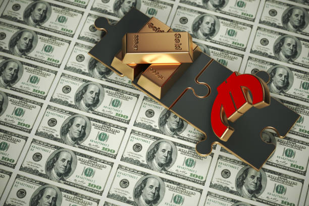 istock Red-colored euro symbol gold ingot and puzzle pieces. 1369414321