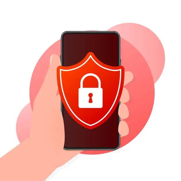 Vector illustration of Smartphone unlocked and password notification vector. Mobile phone security.