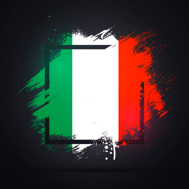 ilustrações, clipart, desenhos animados e ícones de grunge splash itália bandeira com moldura - tuscany backgrounds italy textured
