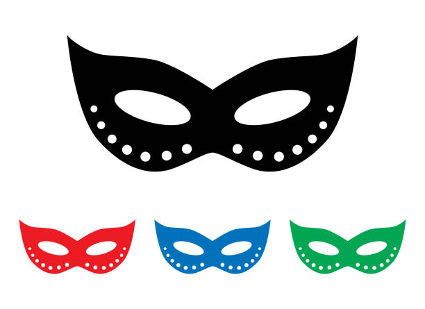 süße maskenmaske icons set - costume stage costume party carnival stock-grafiken, -clipart, -cartoons und -symbole