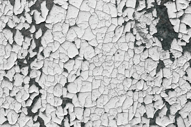 istock Old cracked paint texture. White paint on black surface 1369423591
