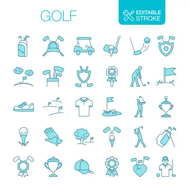 Vector illustration of Golf Icon Set Editable Stroke