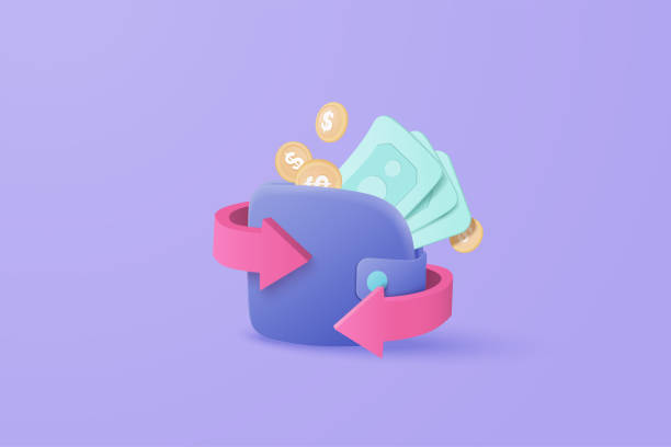 istock 3D vector cashback money refund icon concept. money holding wallet, dollar bill and coin stack, online payment and money saving concept on background. 3d vector for business bank, finance, investment 1369432461
