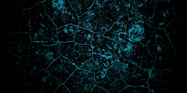Scary dark blue cracked wall for background