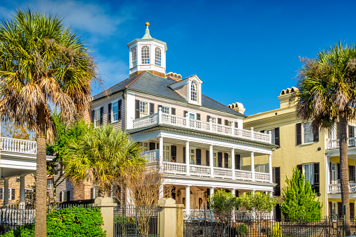 Traditional house in Charleston South Carolina USA on a sunny day