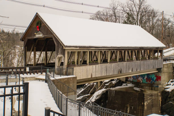 istock historic covered bridge  in Quechee, Vermont 1369436716