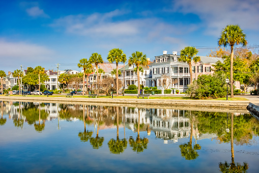 Traditional houses in old town Charleston South Carolina USA.