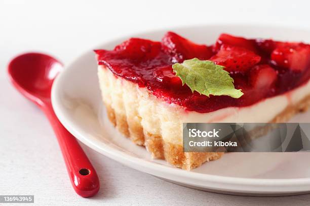 Strawberry Cheesecake Stock Photo - Download Image Now - Baked, Baked Pastry Item, Berry Fruit