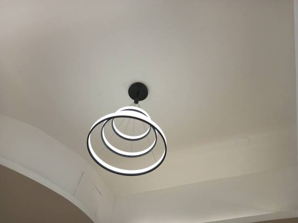 istock A attractive rounded white electric light hanging on the roof 1369441203
