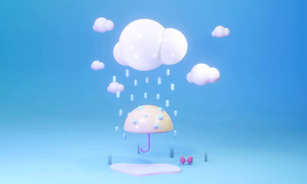 istock 3d Rendering raining clouds on blue sky background concept of rainy season. 3D render. 3d illustration. 1369445725