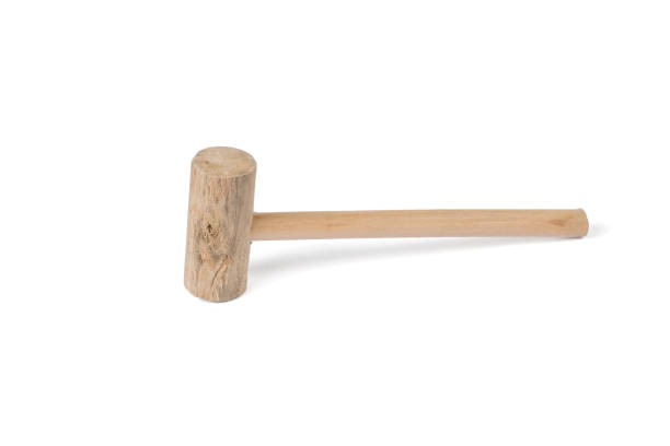 istock Wooden hammer with wooden handle isolated on white background. 1369464784
