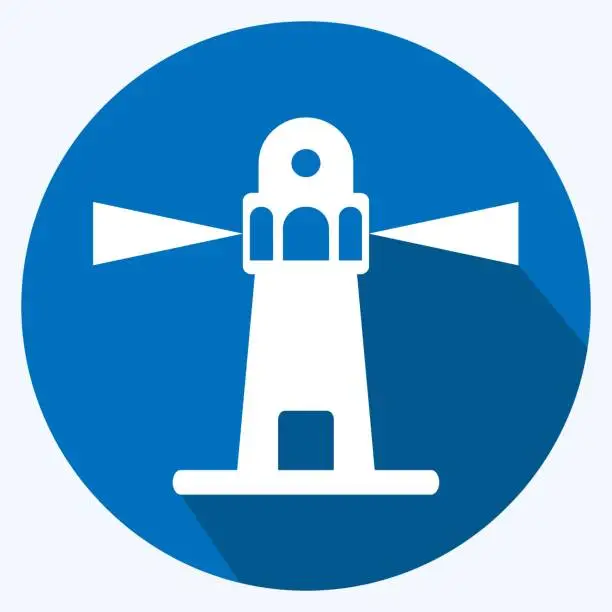 Vector illustration of Icon Lighthouse I - Long Shadow Style - Simple illustration,Editable stroke