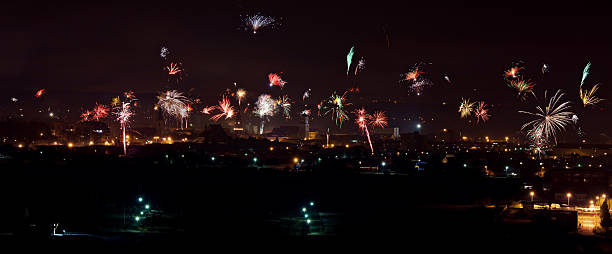 istock New year fireworks on night sky 136946752