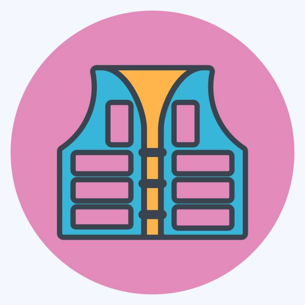 ilustrações de stock, clip art, desenhos animados e ícones de icon life vest - color mate style - simple illustration,editable stroke - life jacket safety rescue silhouette