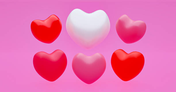 istock 3d rendering of six hearts in red, white and red hearts 1369471470