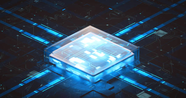 istock 3D rendering of cyberpunk AI. Circuit board. Technology background. Central Computer Processors CPU and GPU concept. Motherboard digital chip. Tech science background. 1369474634