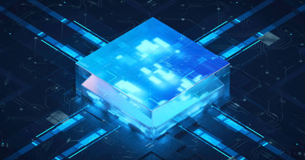istock 3D rendering of cyberpunk AI. Circuit board. Technology background. Central Computer Processors CPU and GPU concept. Motherboard digital chip. Tech science background. 1369474645