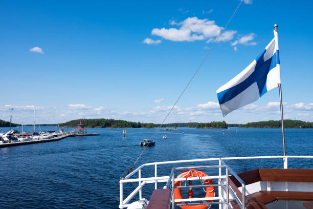 Beautiful view from the deck of the cruise ship going up the Lake Saimaa Beautiful view from the deck of the cruise ship going up the Lake Saimaa in Lappeenranta, Finland. saimaa stock pictures, royalty-free photos & images