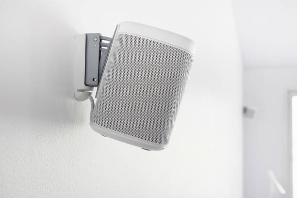 Wall mounted audio speaker on a white background. Wall mounted audio speaker on a white background. teatro stock pictures, royalty-free photos & images
