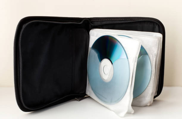 istock Black Case for CD and DVD on white background. Technology from the 90s. 1369489624
