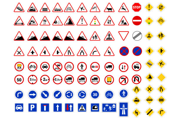 Priority road signs. Prohibition road signs. Mandatory road signs. Traffic Laws. Vector illustration. stock image. Priority road signs. Prohibition road signs. Mandatory road signs. Traffic Laws. Vector illustration. stock image. EPS 10. road sign stock illustrations