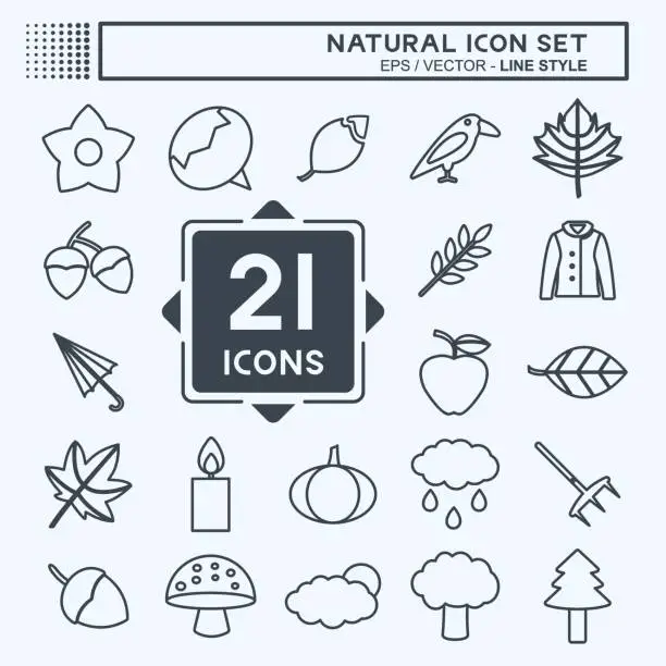 Vector illustration of Natural Icon Set Icon in trendy line style isolated on soft blue background