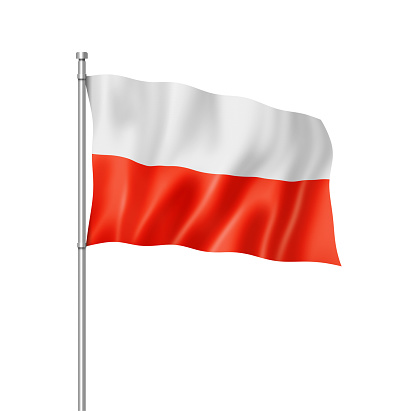 Poland flag, three dimensional render, isolated on white