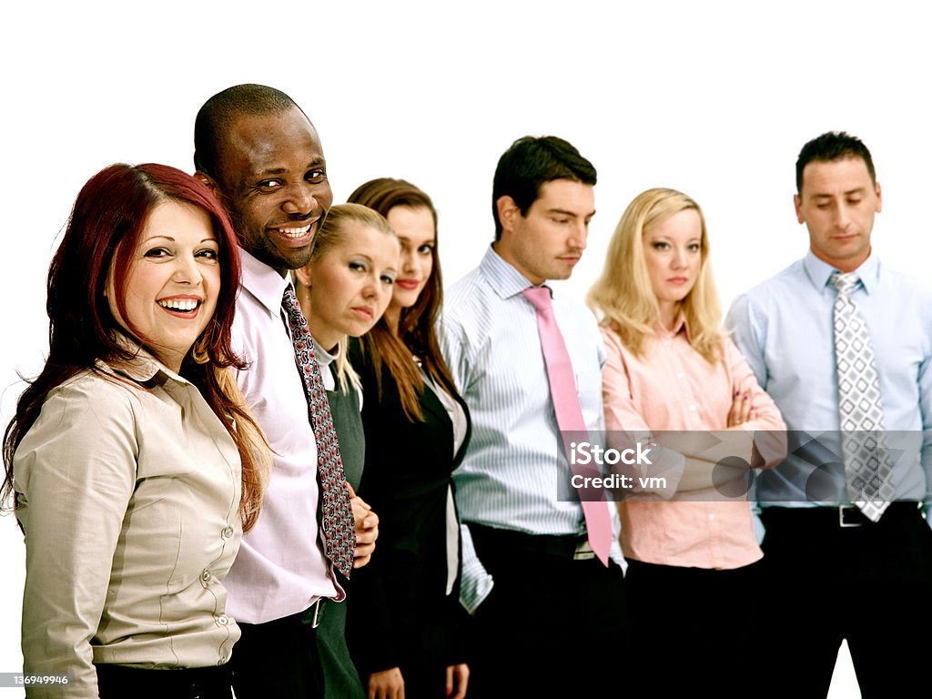 Felice team di business in una fila - Foto stock royalty-free di 60-69 anni