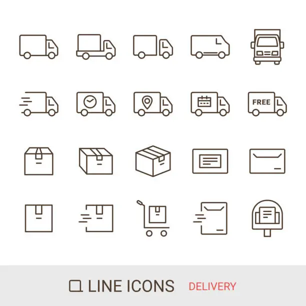 Vector illustration of EC site icon, Shopping guide, Delivery, Line icon