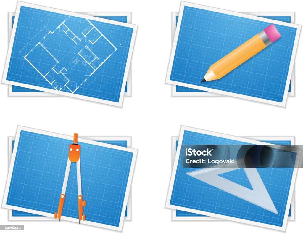 Plan d'architecte icônes - clipart vectoriel de Architecte libre de droits