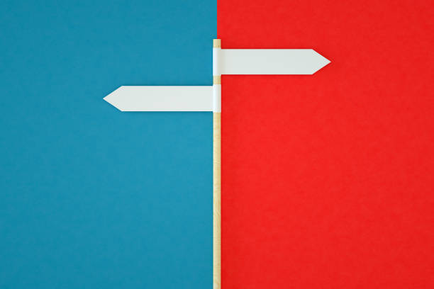 istock Blank road sign, two way, two color background 1369508548