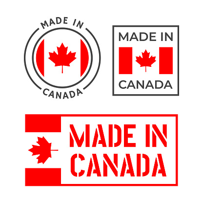 made in Canada labels, Canadian product emblems set