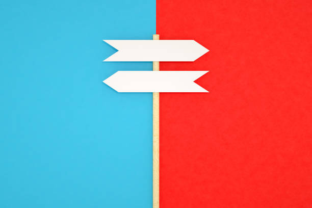istock Blank road sign, two way, two color background 1369508661