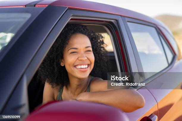 Black Young Woman Looking Outside Car Stock Photo - Download Image Now - Car, Driving, New