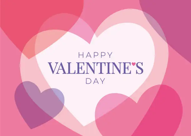 Vector illustration of Valentines Day greeting card with hearts.