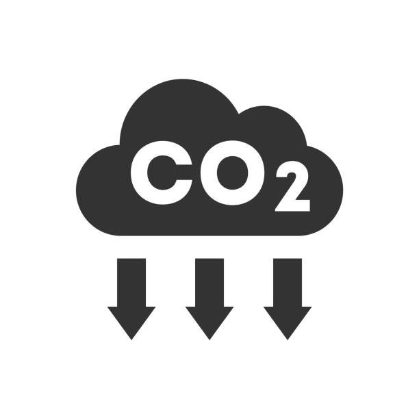 ilustrações de stock, clip art, desenhos animados e ícones de carbon offset concept. carbon dioxide in a cloud with down arrows. - dioxide