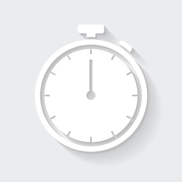 ilustraciones, imágenes clip art, dibujos animados e iconos de stock de cronómetro. icono con sombra larga sobre fondo en blanco - diseño plano - clock clock face blank isolated