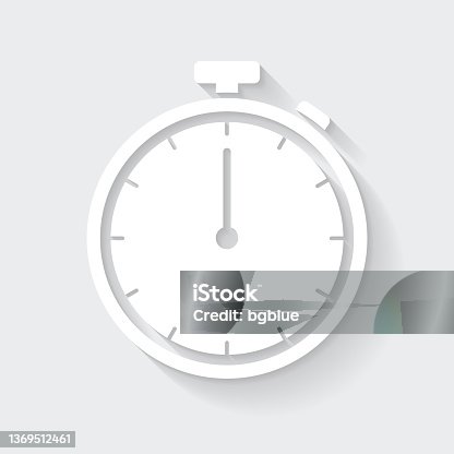 istock Stopwatch. Icon with long shadow on blank background - Flat Design 1369512461