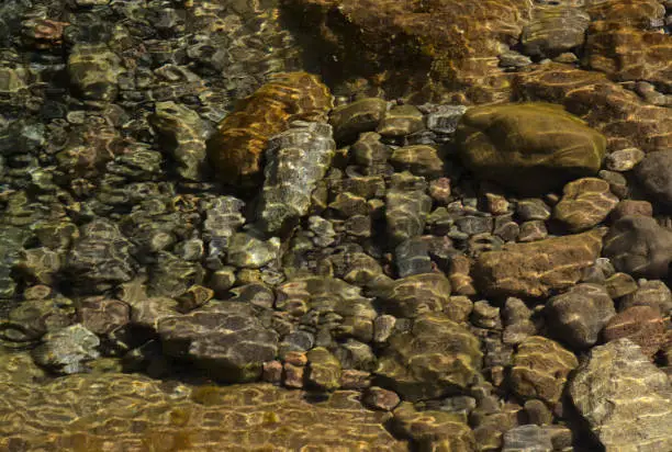 Photo of Ripples and sunlight reflexes in a large rock pool