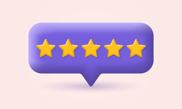 istock 5 star feedback 3d icon. Customer review concept with five stars. Service satisfaction, quality, good rate template. Vector illustration. 1369516203