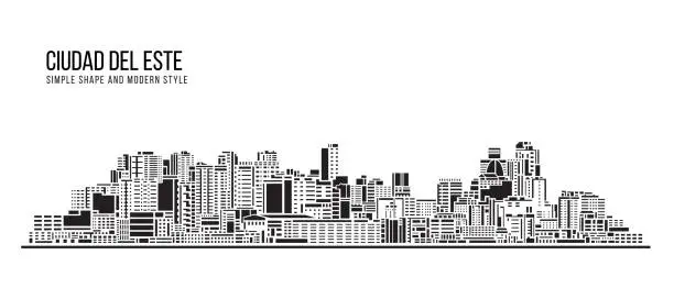 Vector illustration of Cityscape Building Abstract Simple shape and modern style art Vector design - Ciudad del Este