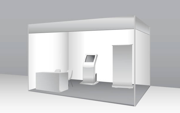 istock set of realistic trade exhibition stand or white blank exhibition kiosk or stand booth corporate commercial. eps vector 1369517955