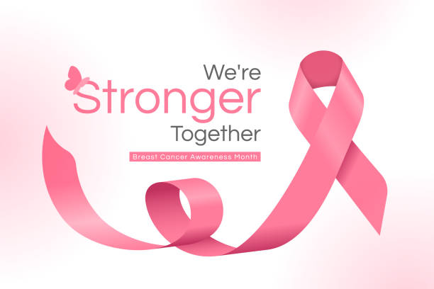 ilustrações, clipart, desenhos animados e ícones de somos mais fortes juntos, texto do mês de conscientização do câncer de mama e desenho vetorial de ondas de rolamento rosa - outubro rosa