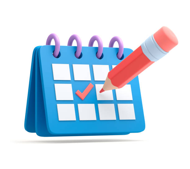 istock Calendar with a marked date and a red pencil 1369522591