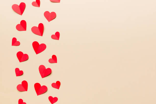 istock Valentine day background with red hearts, top view with copy space 1369522731