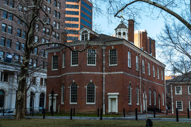 Independence Hall and Congress Hall and Surrounding Buildings Independence Hall and Congress Hall (Original Capitol) Area in Philadelphia, PA the franklin institute stock pictures, royalty-free photos & images