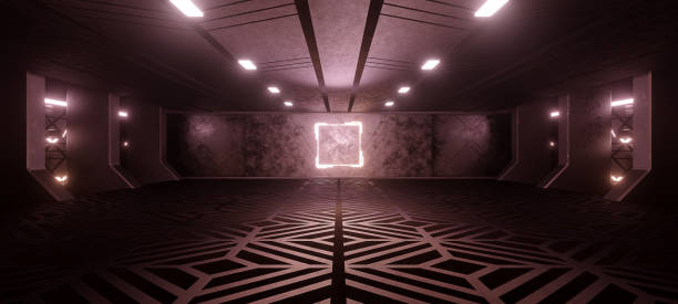 istock Futuristic Alien Room Cyberpunk Effect Grey Colors Abstract Background For Graphic Design 3D Illustration 1369525459